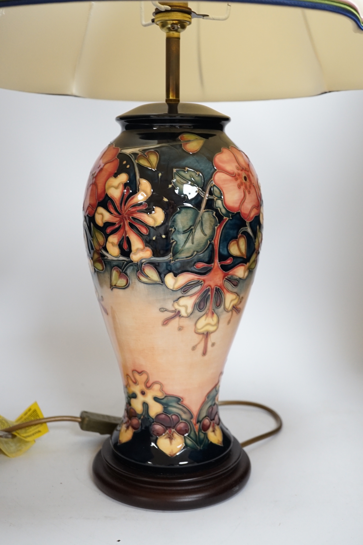 A large Moorcroft 'Oberon' pattern table lamp, 69cm high